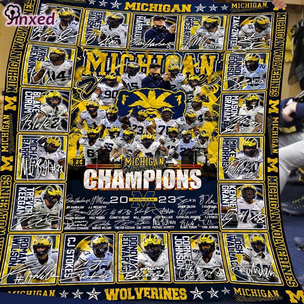 Ncaa Michigan Wolverines Nfl 2023 Champions Signature Fleece Blanket 